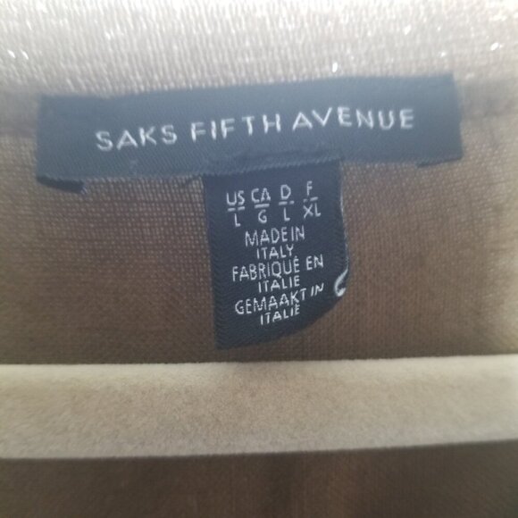 Saks Fifth Avenue Women's Brown Linen Lagenlook BohoTop Sz L - Picture 5 of 6